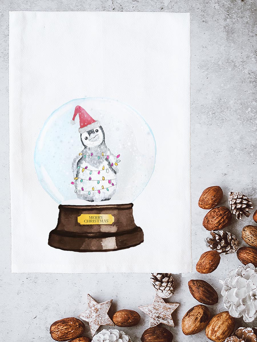 Snow Globe Penguin Kitchen Towel