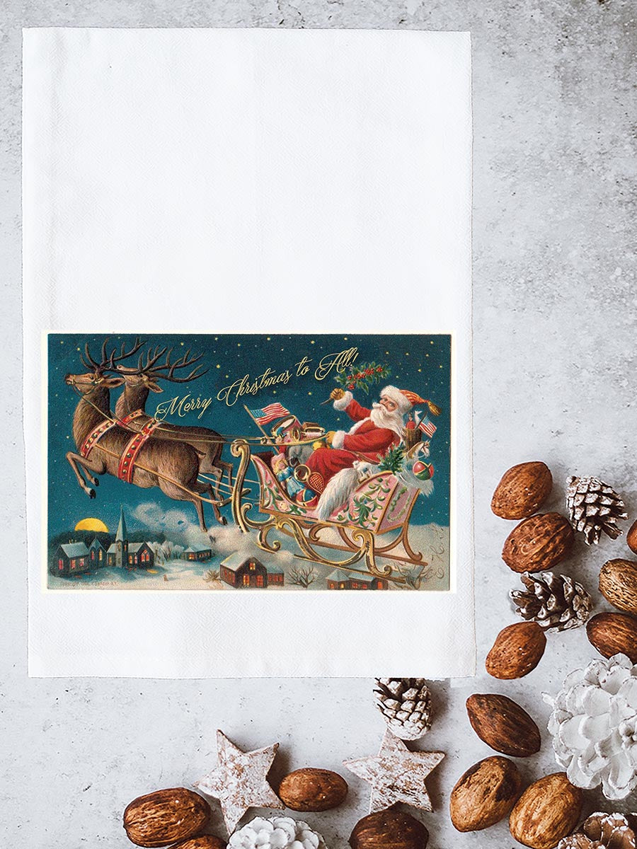 Santa's Sleigh Kitchen Towel
