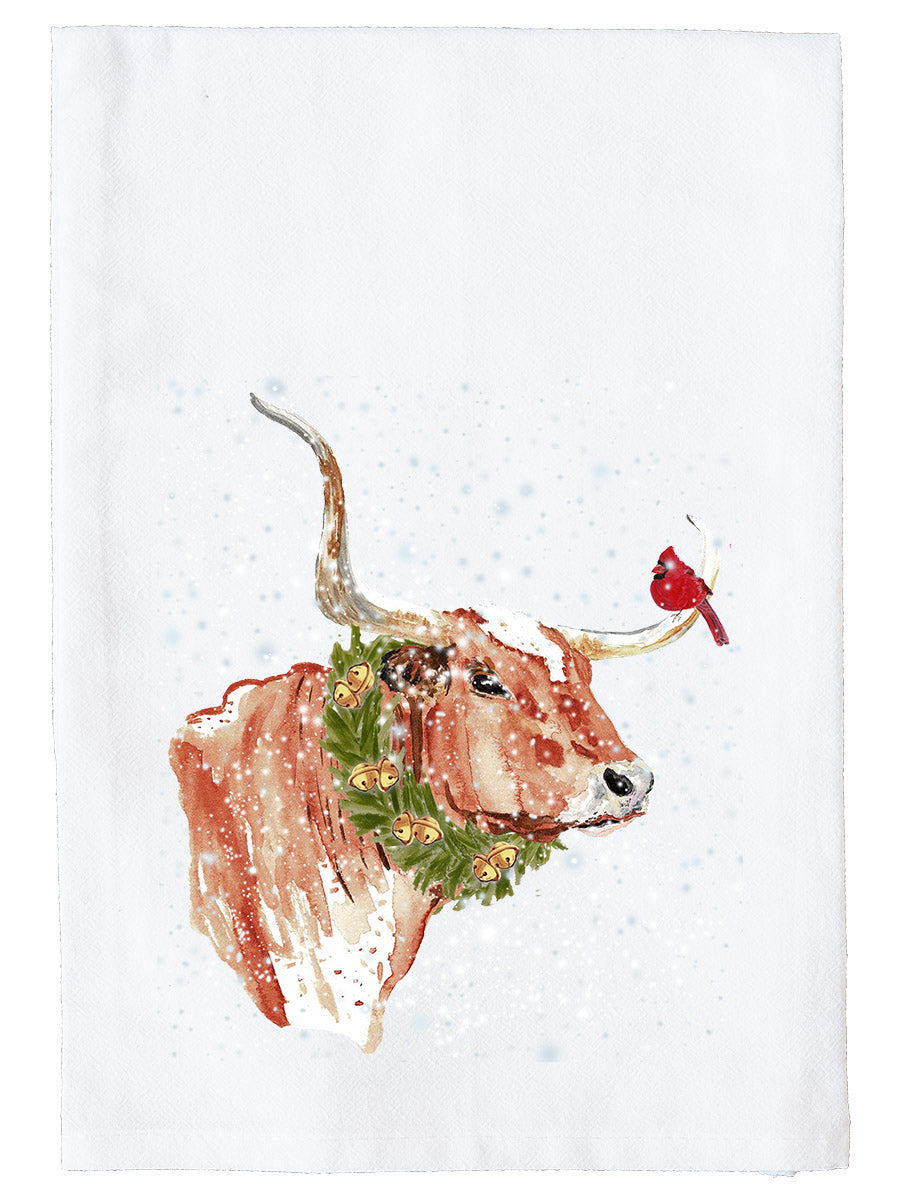 Snowy Longhorn Kitchen Towel