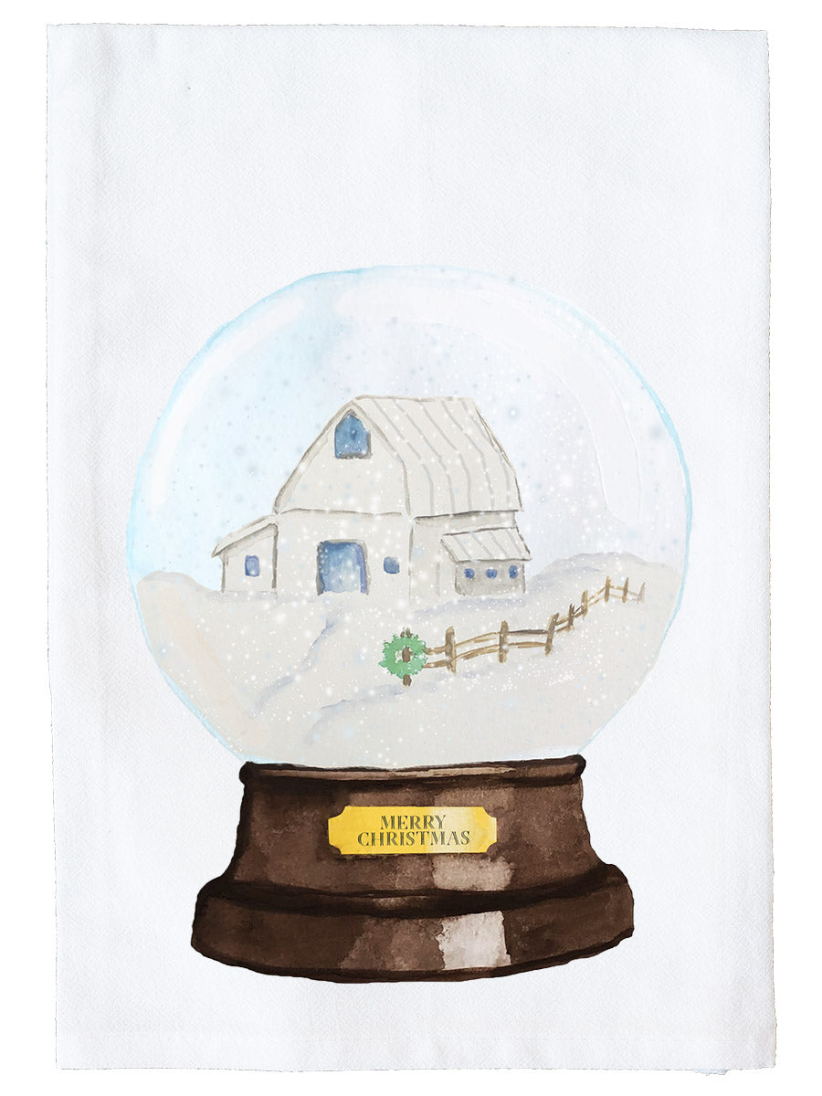 Snow Globe White Barn Kitchen Towel