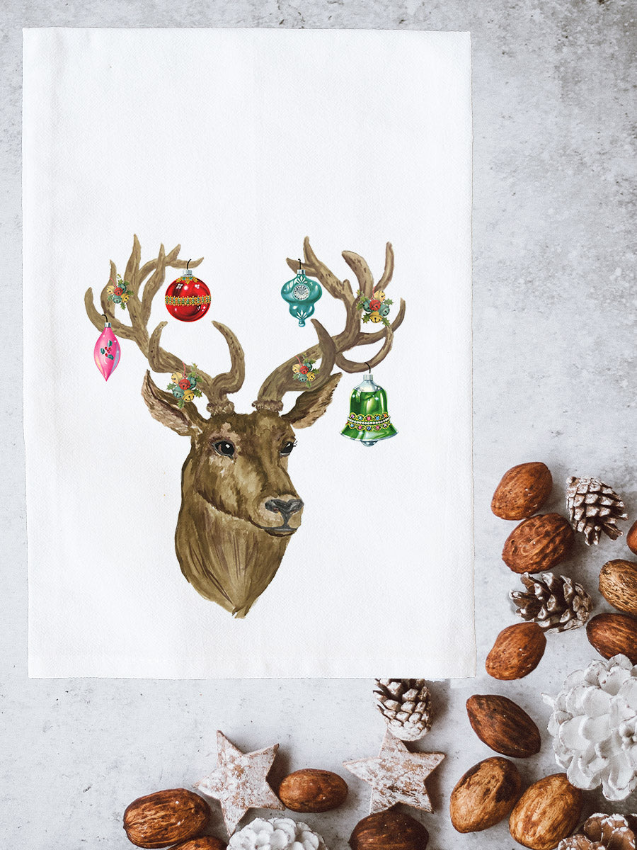 Stag With Ornaments Kitchen Towel