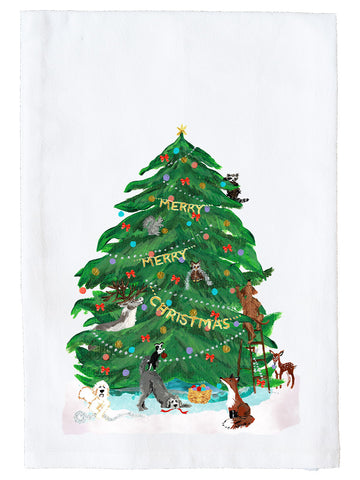 Christmas Tree with Animals Kitchen Towel