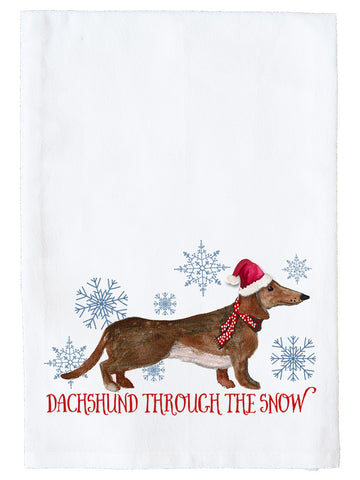 Dachshund Through the Snow Santa Kitchen Towel
