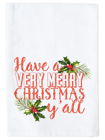 Merry Christmas Y'all Kitchen Towel