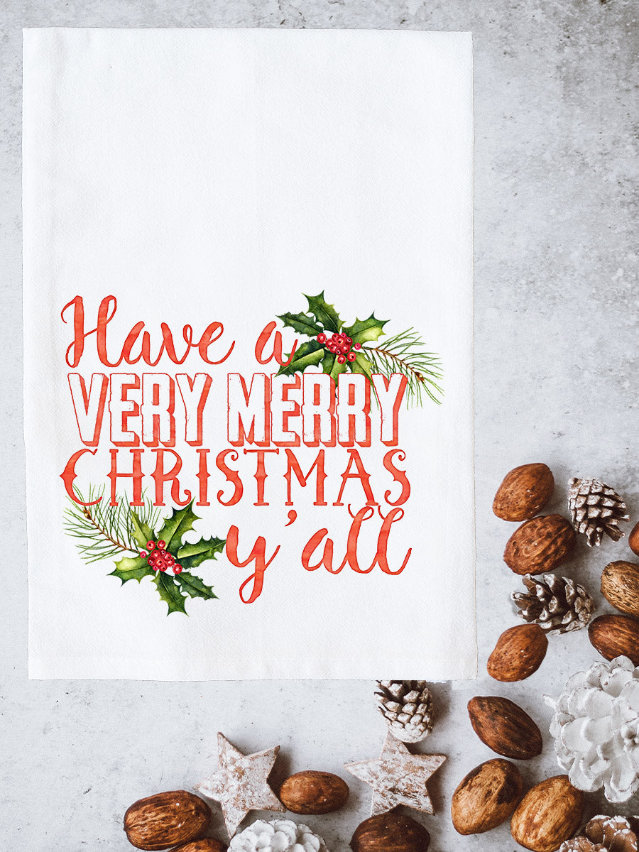 Merry Christmas Y'all Kitchen Towel