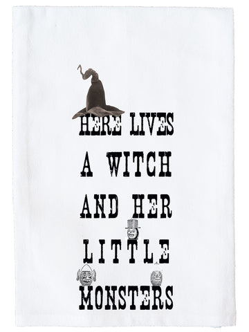 A Witch and Her Little Monsters Kitchen Towel