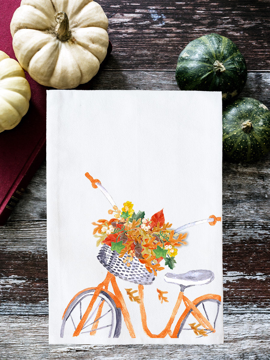 Fall Bike With Basket Kitchen Towel