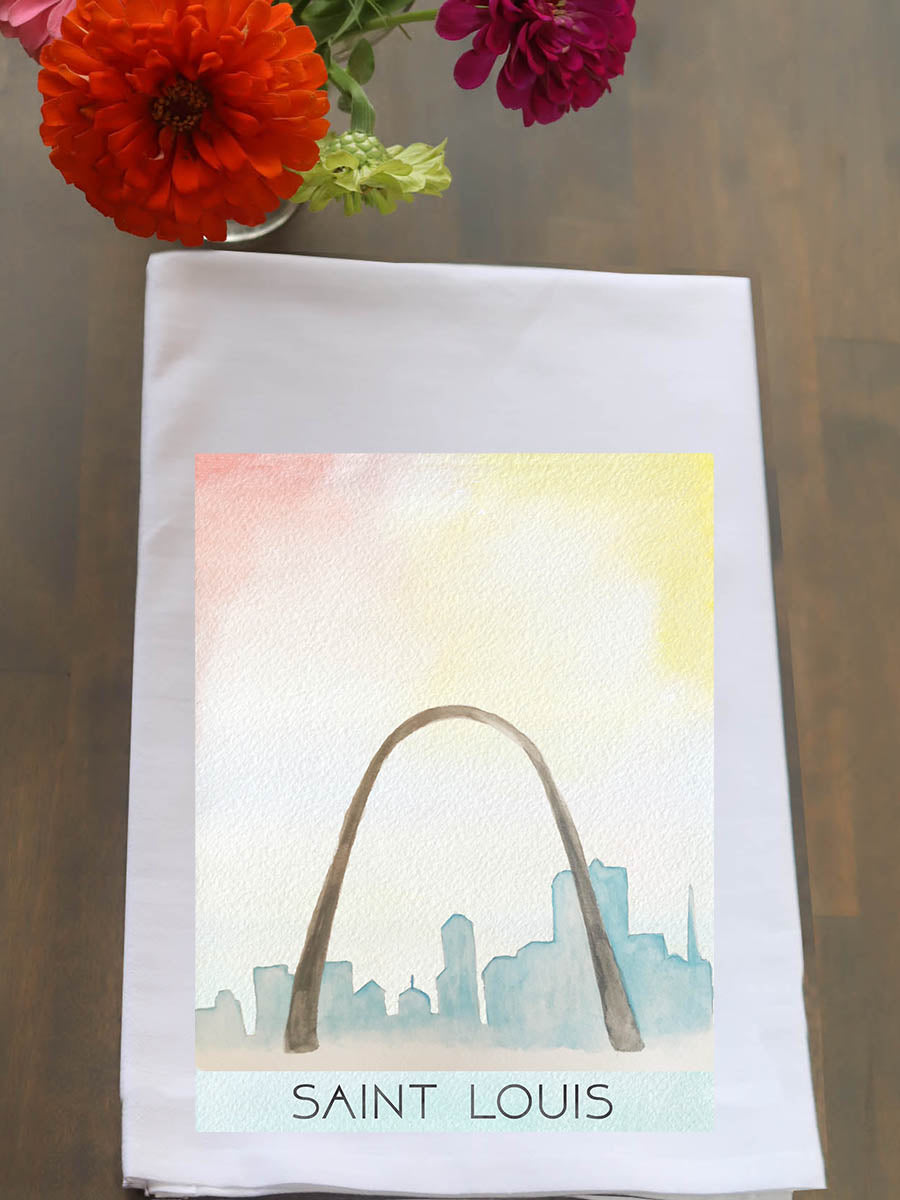St Louis Arch Watercolor Kitchen Towel