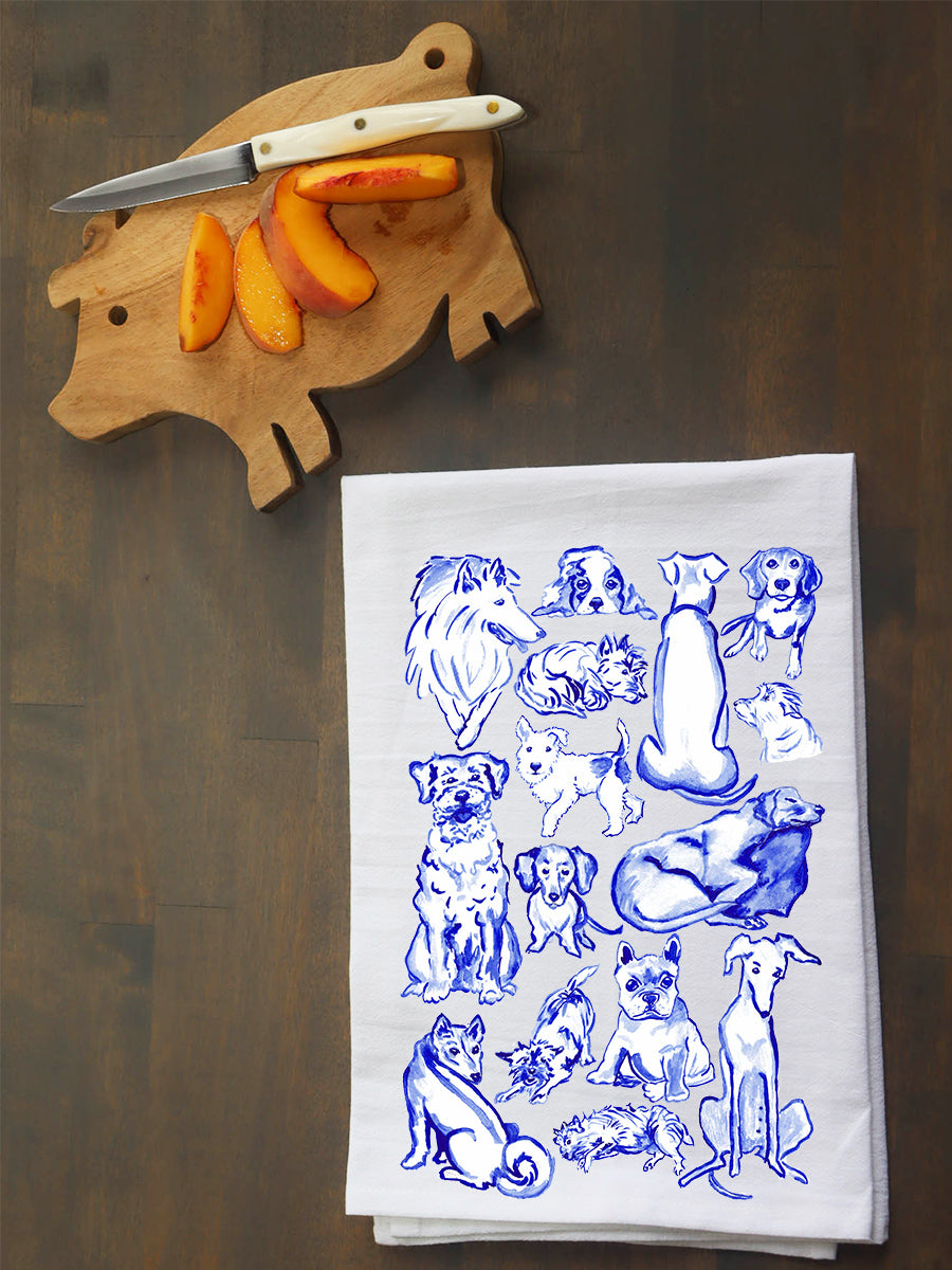 Blue Dog Collage Kitchen Towel