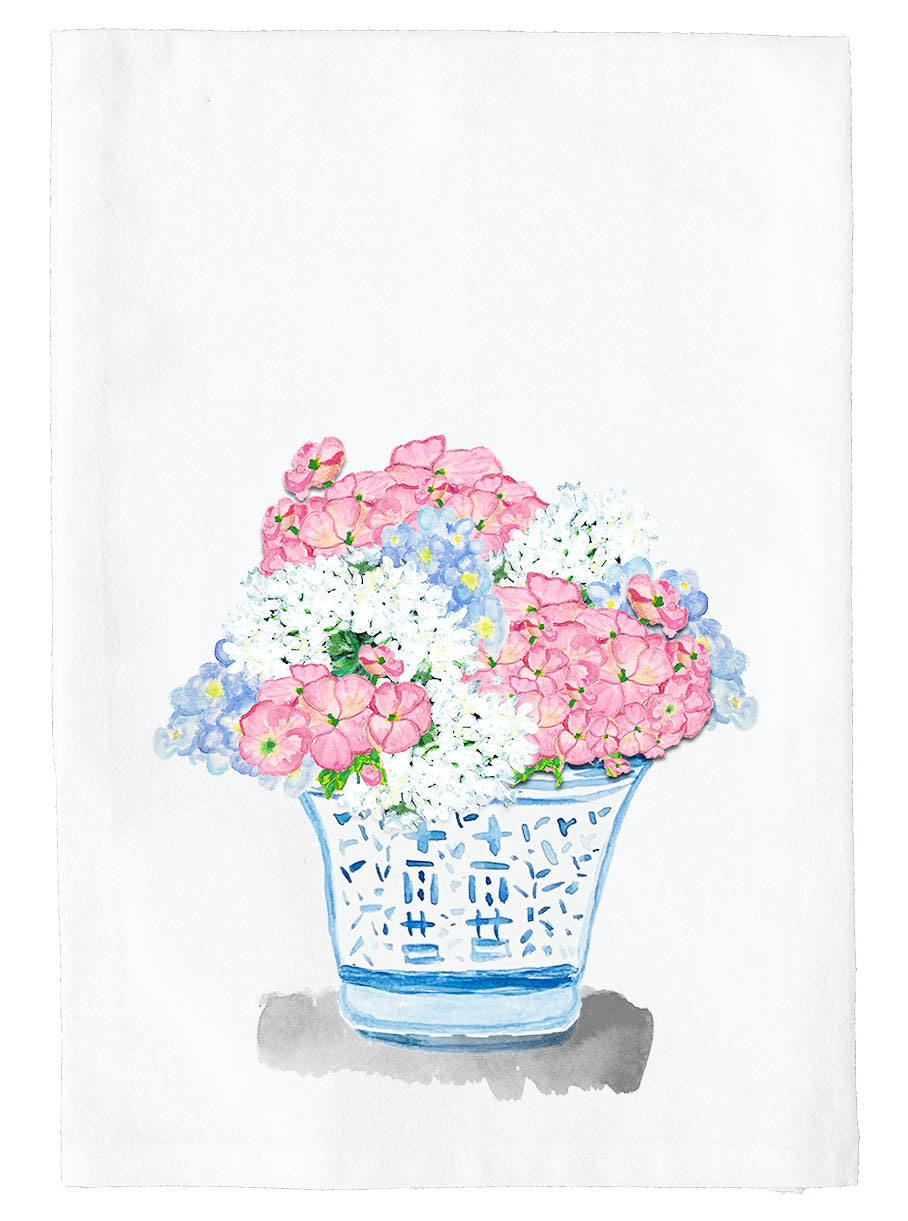 Floral arrangement in Blue Pot Kitchen Towel