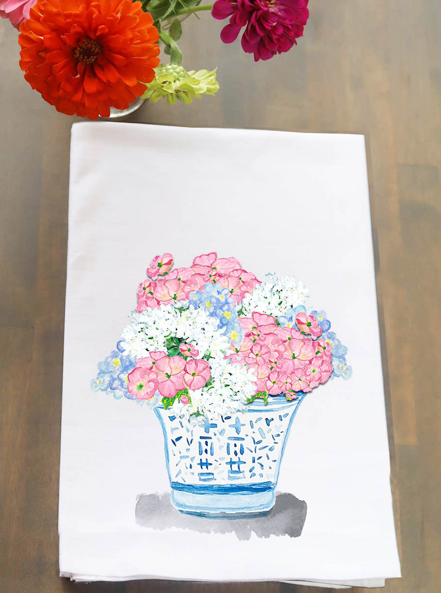 Floral arrangement in Blue Pot Kitchen Towel