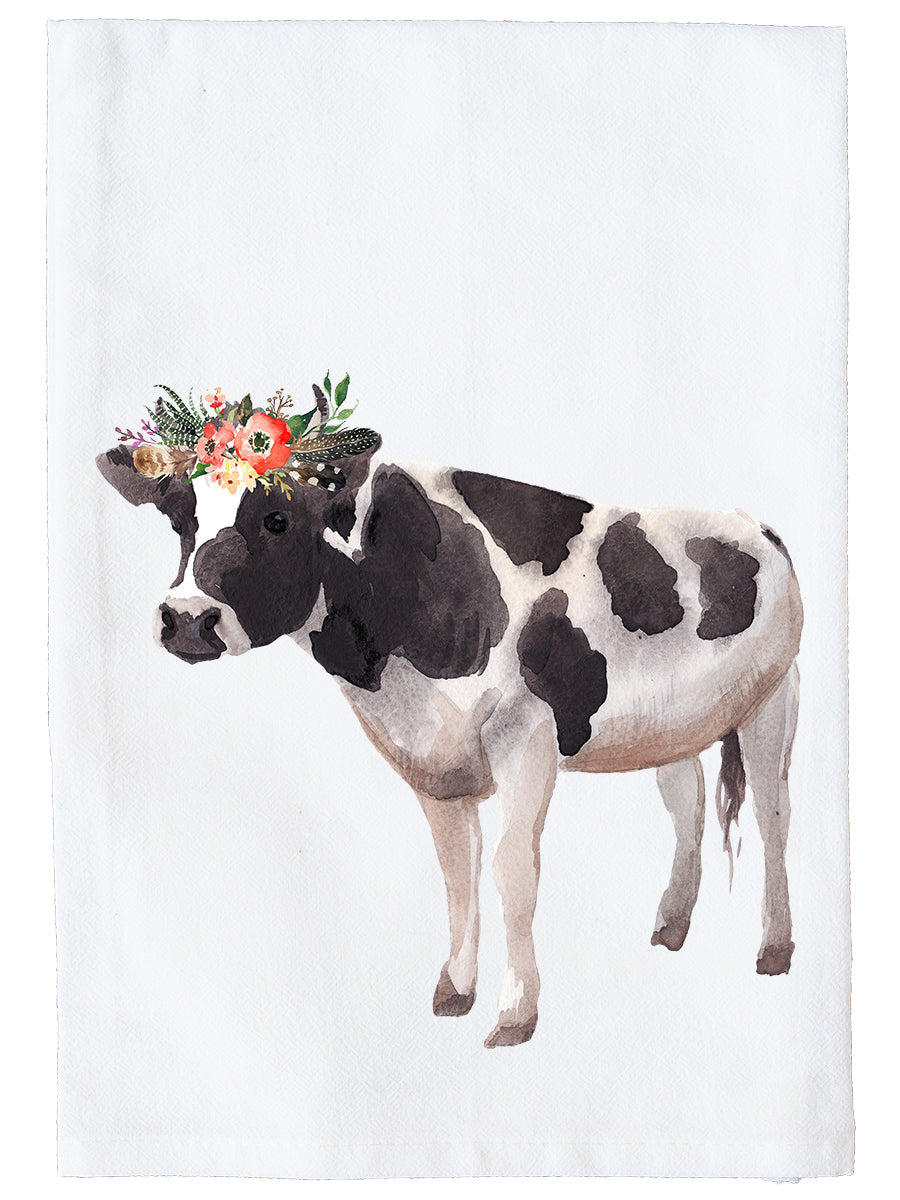 Floral Cow Kitchen Towel