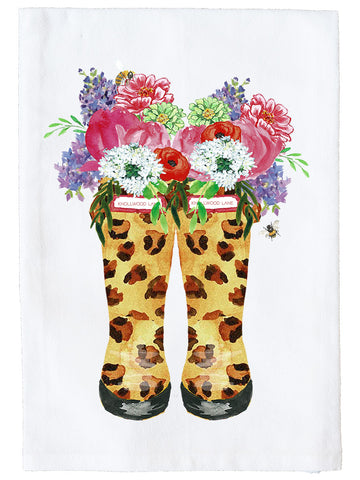 Leopard Rubber Boots Floral Kitchen Towels