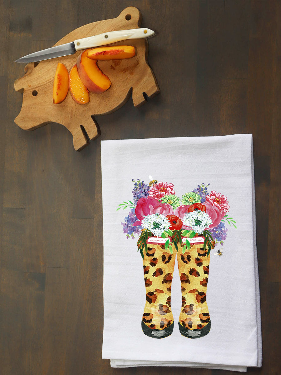 Leopard Rubber Boots Floral Kitchen Towels