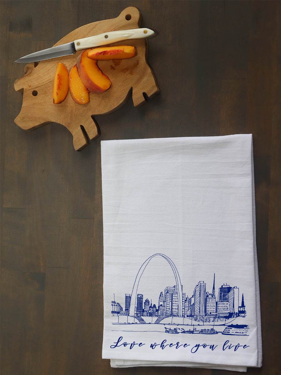 Love Where You Live (Saint Louis Skyline) Kitchen Towel