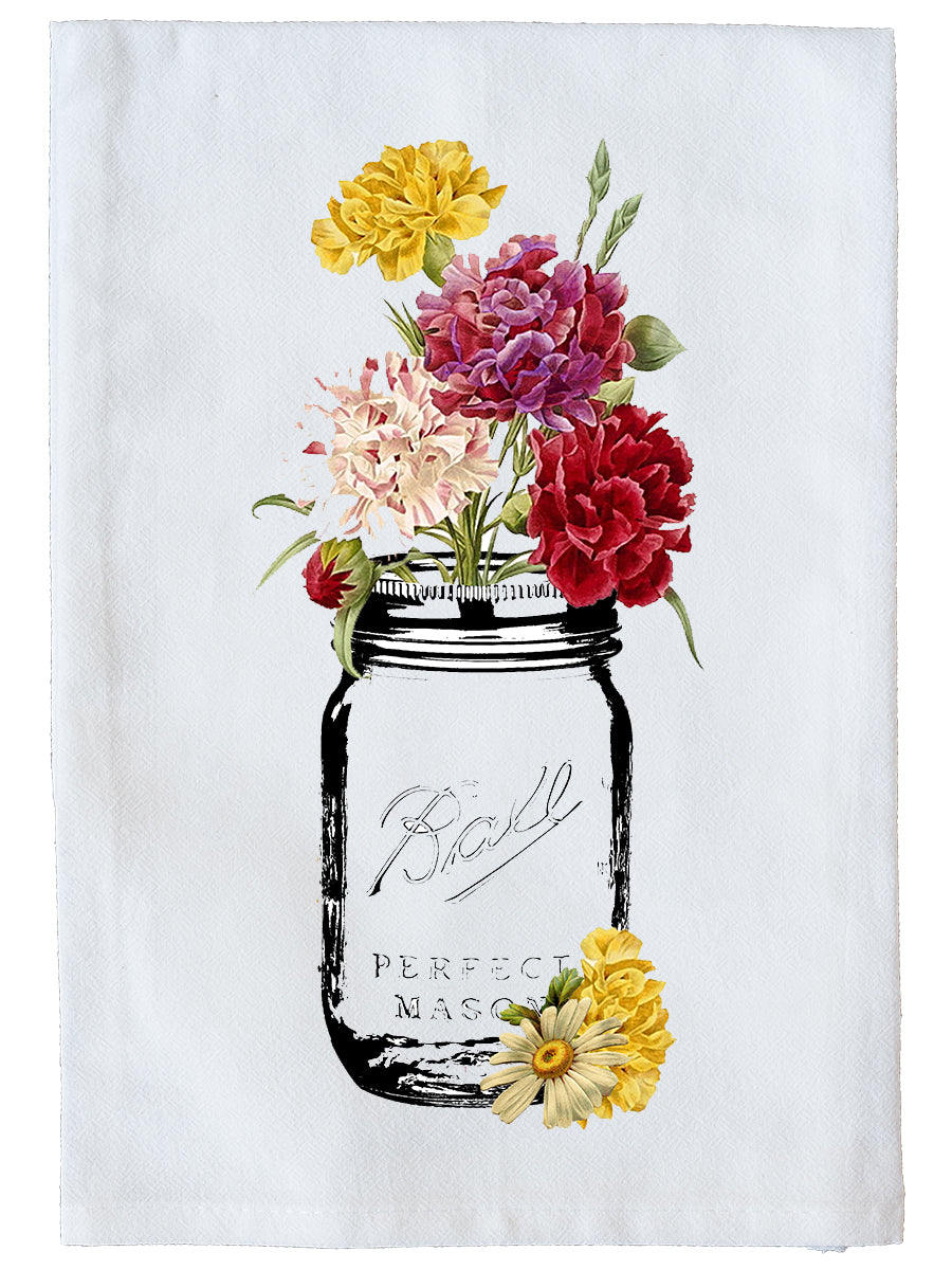 Floral Mason Jar Kitchen Towel