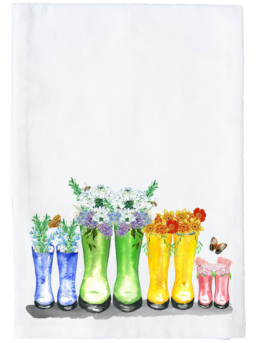 Multi Flower Boots Kitchen Towel