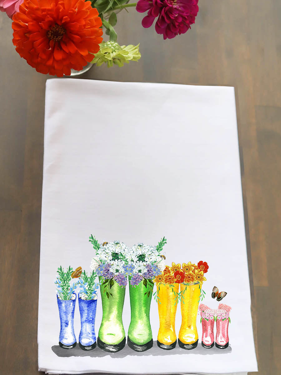 Multi Flower Boots Kitchen Towel
