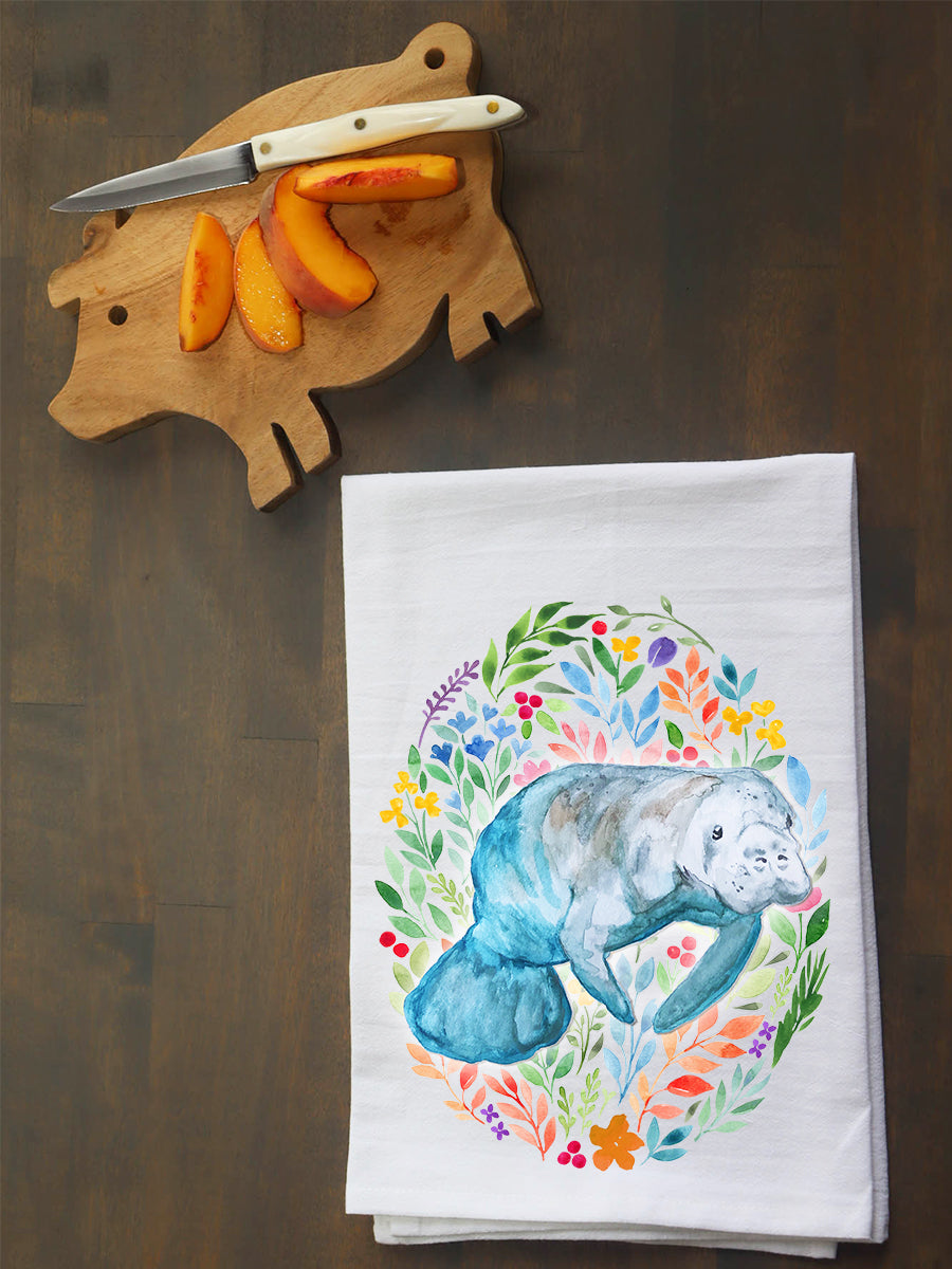 Manatee Floral Kitchen Towel