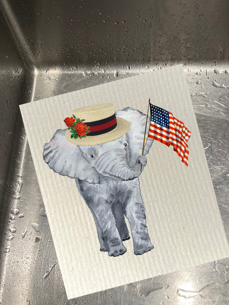 Patriotic Elephant Dishcloth Set