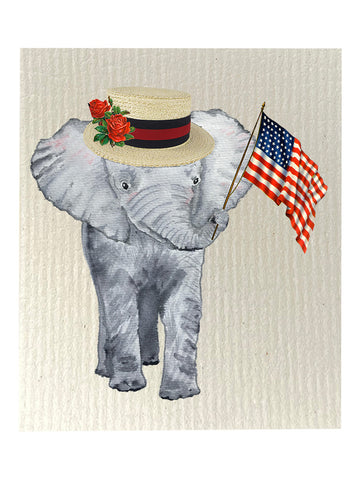Patriotic Elephant -  Bio-degradable Cellulose Dishcloth Set of 2