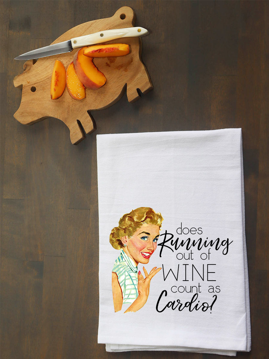 Cardio Running Out of Wine Kitchen Towel
