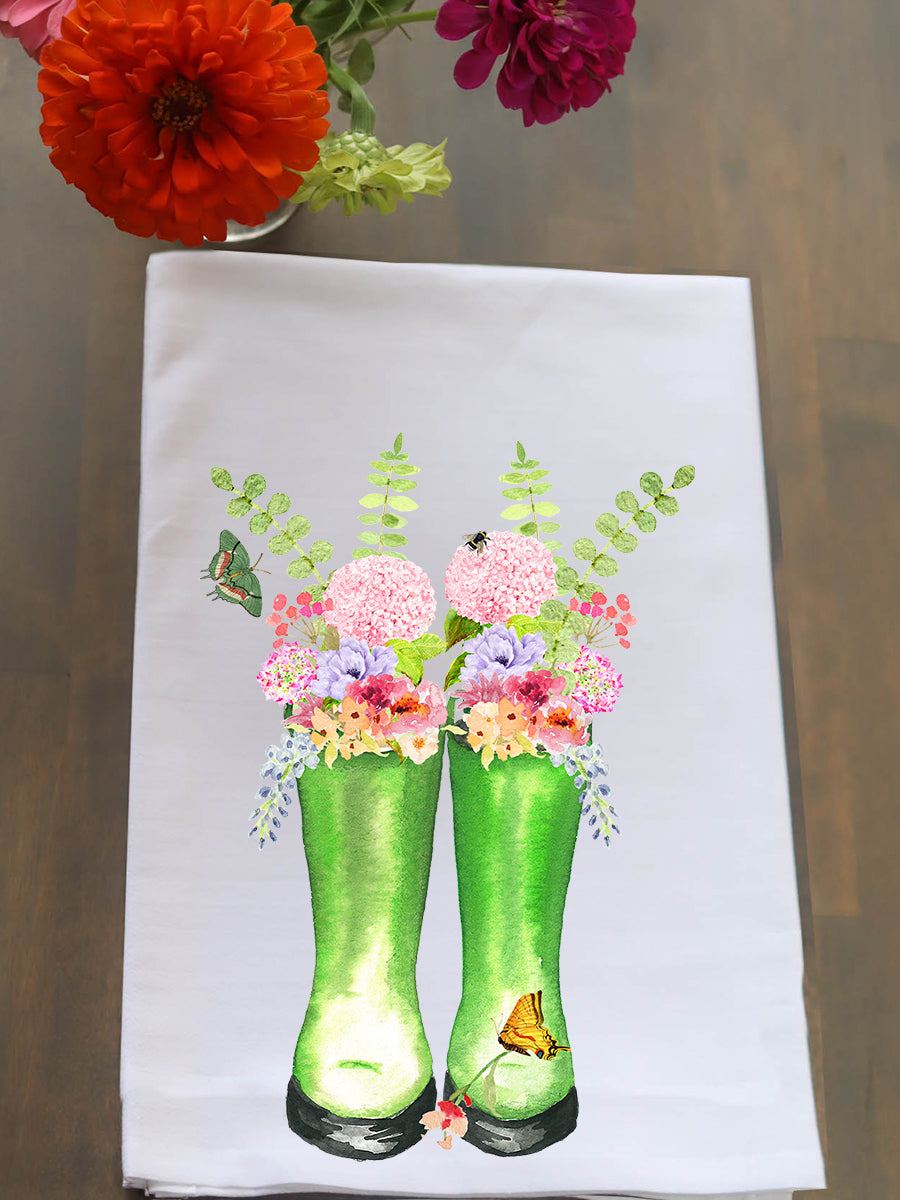Green Rubber Boots Kitchen Towel