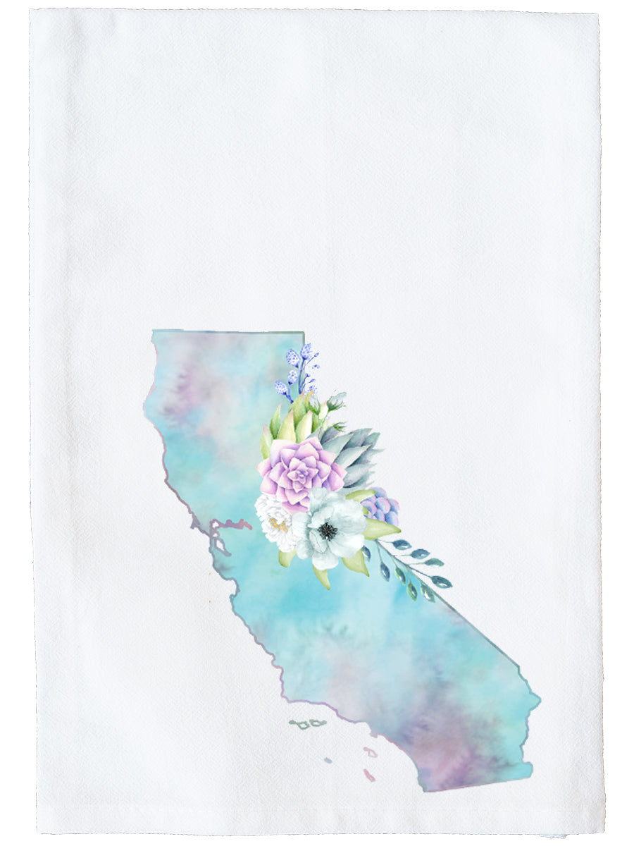 Floral Watercolor State Kitchen Towel