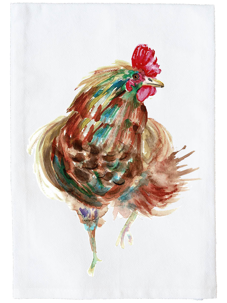Watercolor Colorful Chicken Kitchen Towel