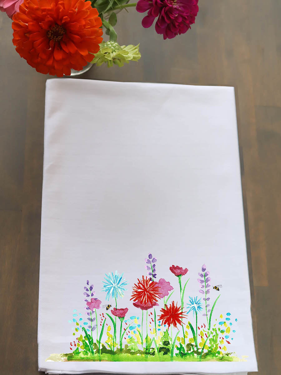 Wildflowers with Bees Kitchen Towel