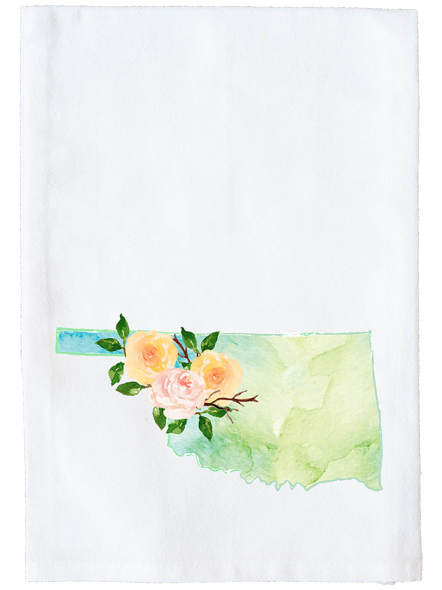 Floral Watercolor State Kitchen Towel