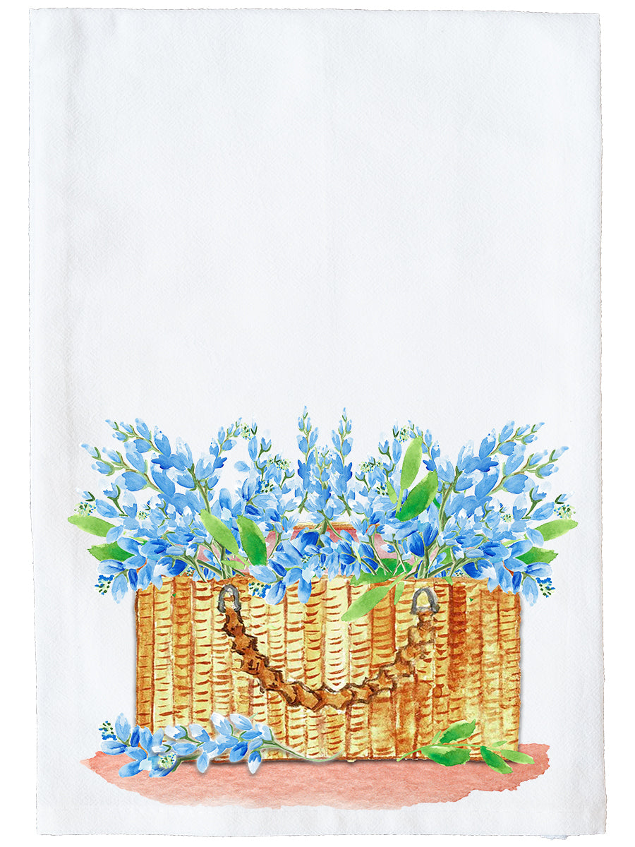 Wicker Tote Bluebonnets Kitchen Towel