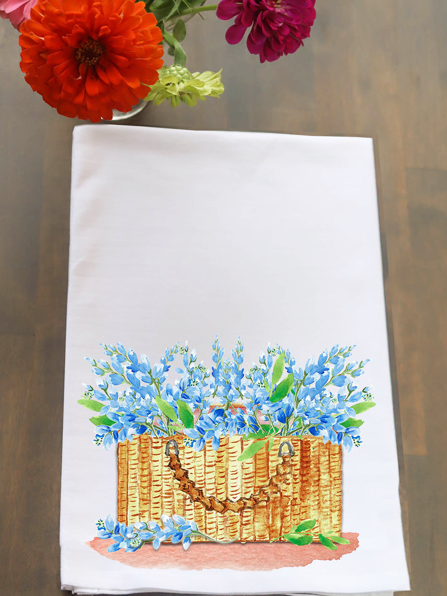 Wicker Tote Bluebonnets Kitchen Towel