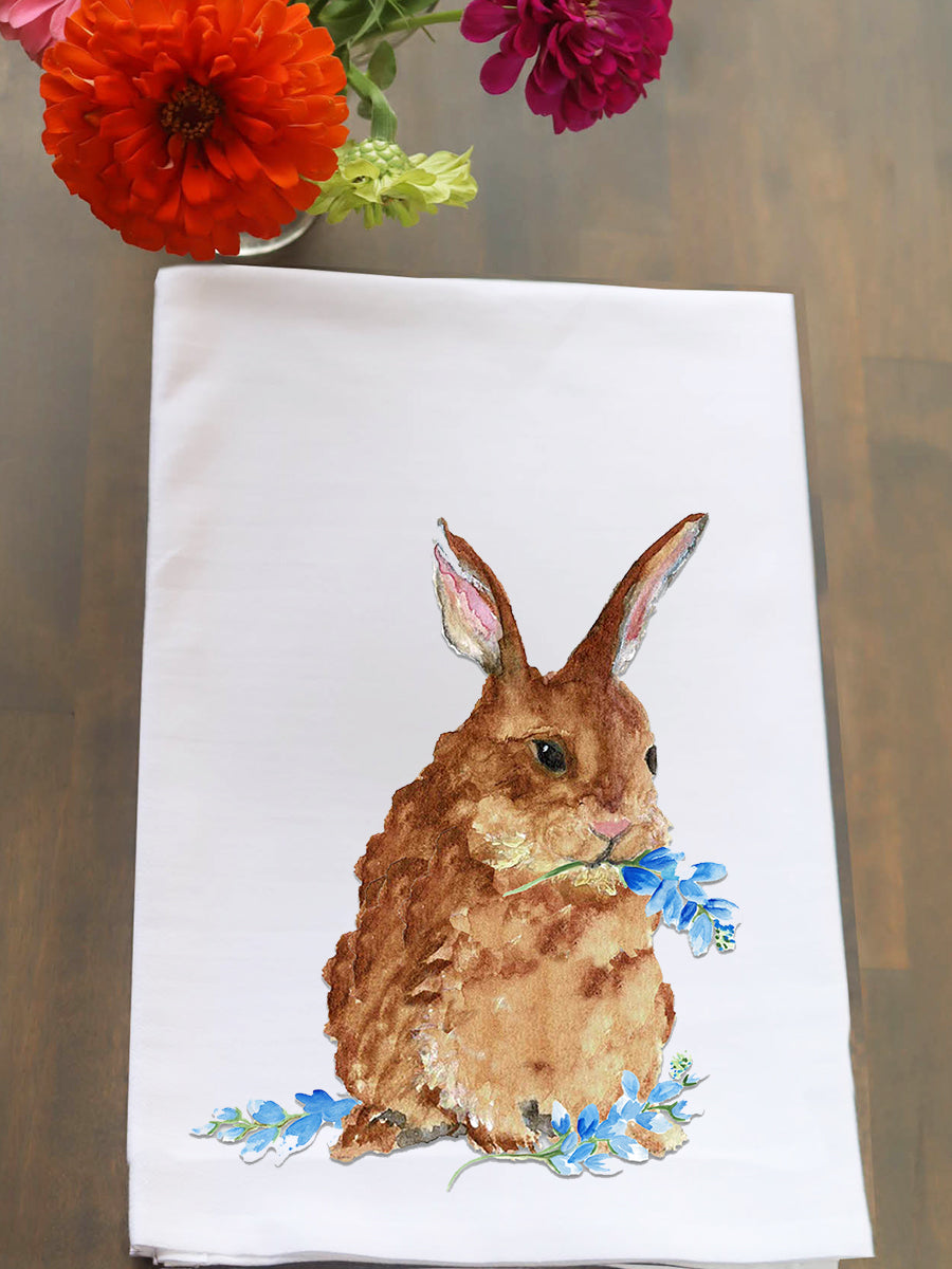 Bunny in Bluebonnets Kitchen Towel