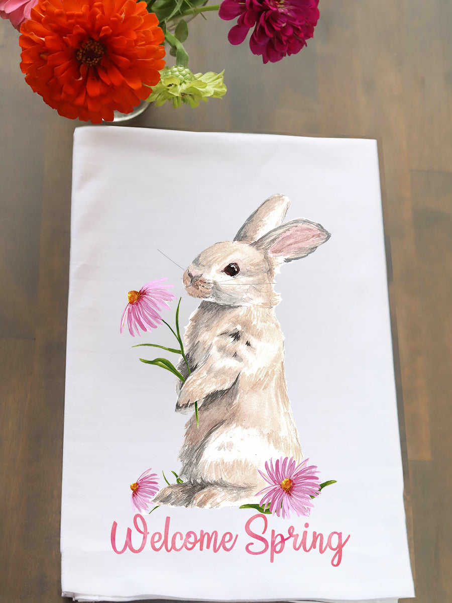 Welcome Spring Bunny Kitchen Towel