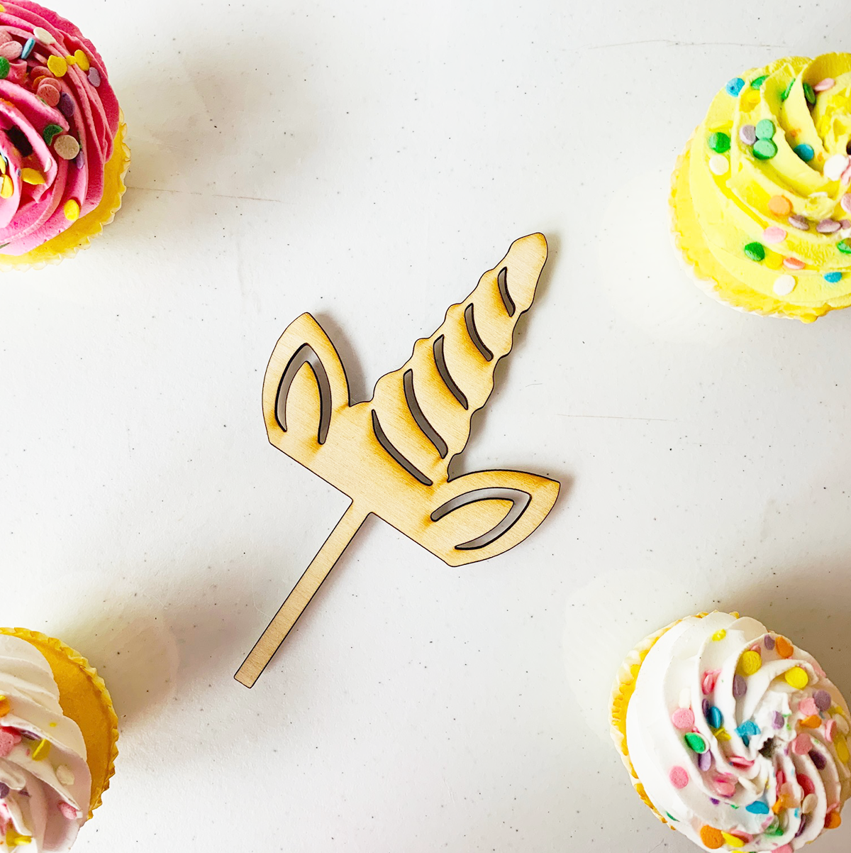 Unicorn Wood Cake Cupcake Topper