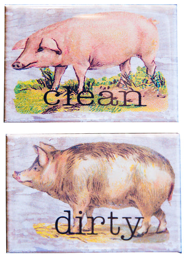 Clean or Dirty Pig Kitchen Magnet Set